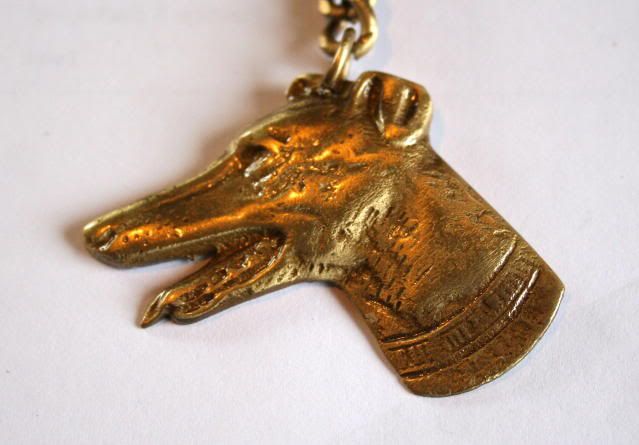 greyhound lurcher keyring bronze & brass metal dog head